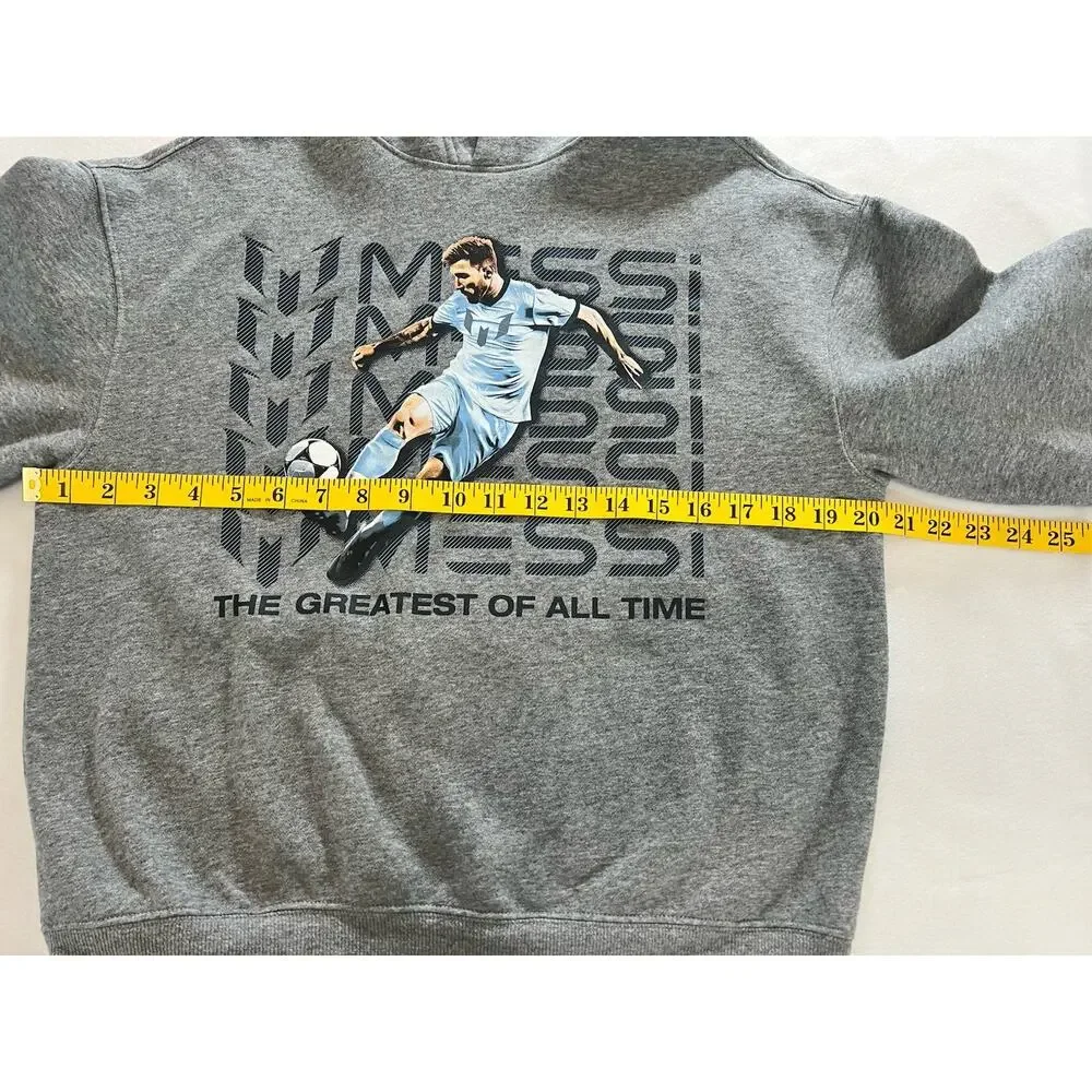 Messi Collection Unisex Kids Gray Pullover Hoodie, Graphic Messi, Size L